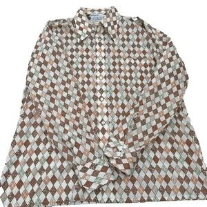 ARROW Doubler vintage 70s harlequin dagger collar men’s button up size 17-35
